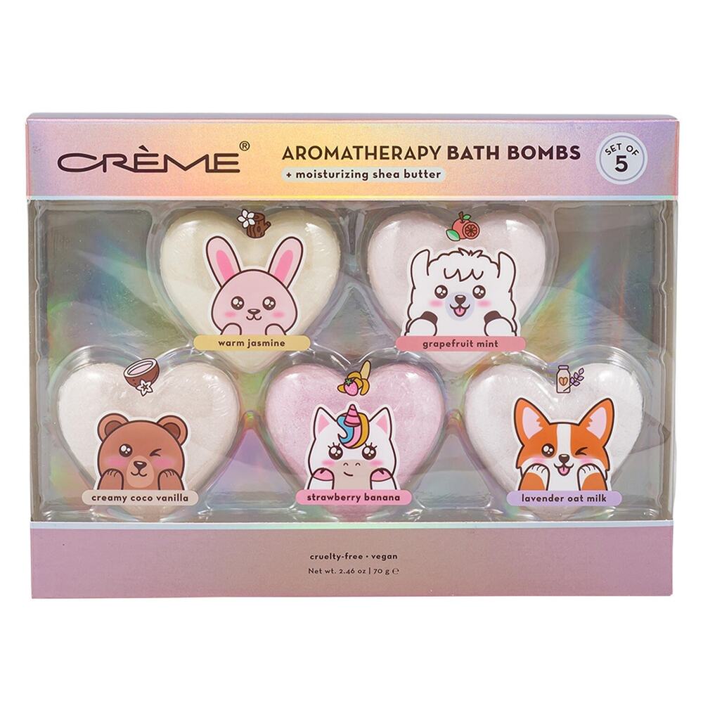 The Crème Shop Aromatherapy Bath Bombs with Moisutrizing Shea Butter, Set of 5